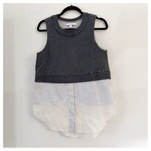 Derek Lam 10 Crosby‎ Women Layered Sleeveless Top Gray White Stripe Size 6